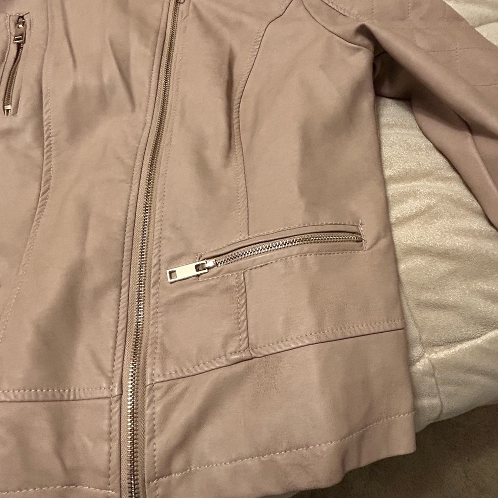 Urbanology Beige Faux Leather Moto Jacket - Picture 6 of 15